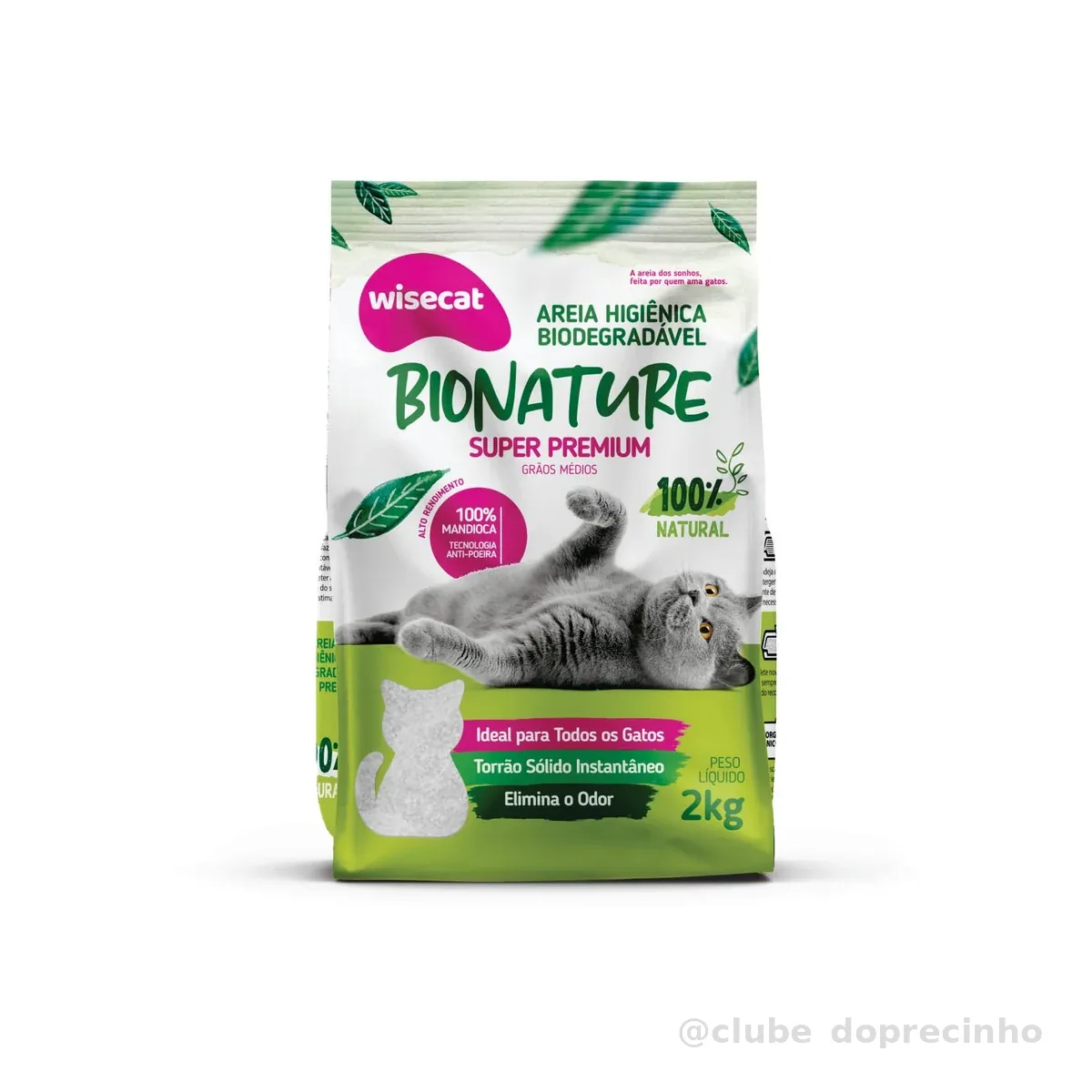 Bionature Areia Higiênica para Gatos Biodegradável Wisecat 2kg