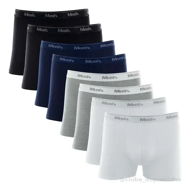Kit Cueca Boxer Mash 8 Peças Masculina Algodão Elástico