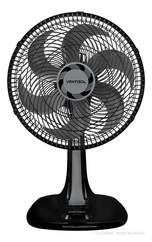 Ventilador Oscilante De Mesa Ventisol Turbo Premium 52w 30cm 6 pás Preto