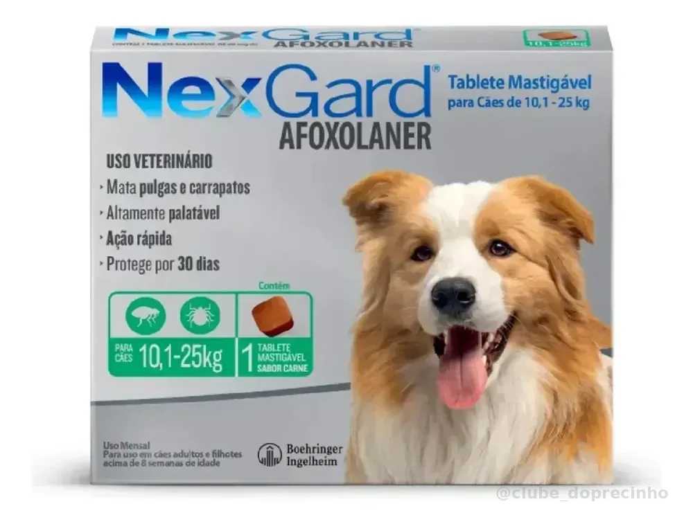 Boehringer Ingelheim NexGard TABLETE Antipulgas e Carrapatos Cão - 1 - 10 kg - 25 kg - 1 - Unidade - 1