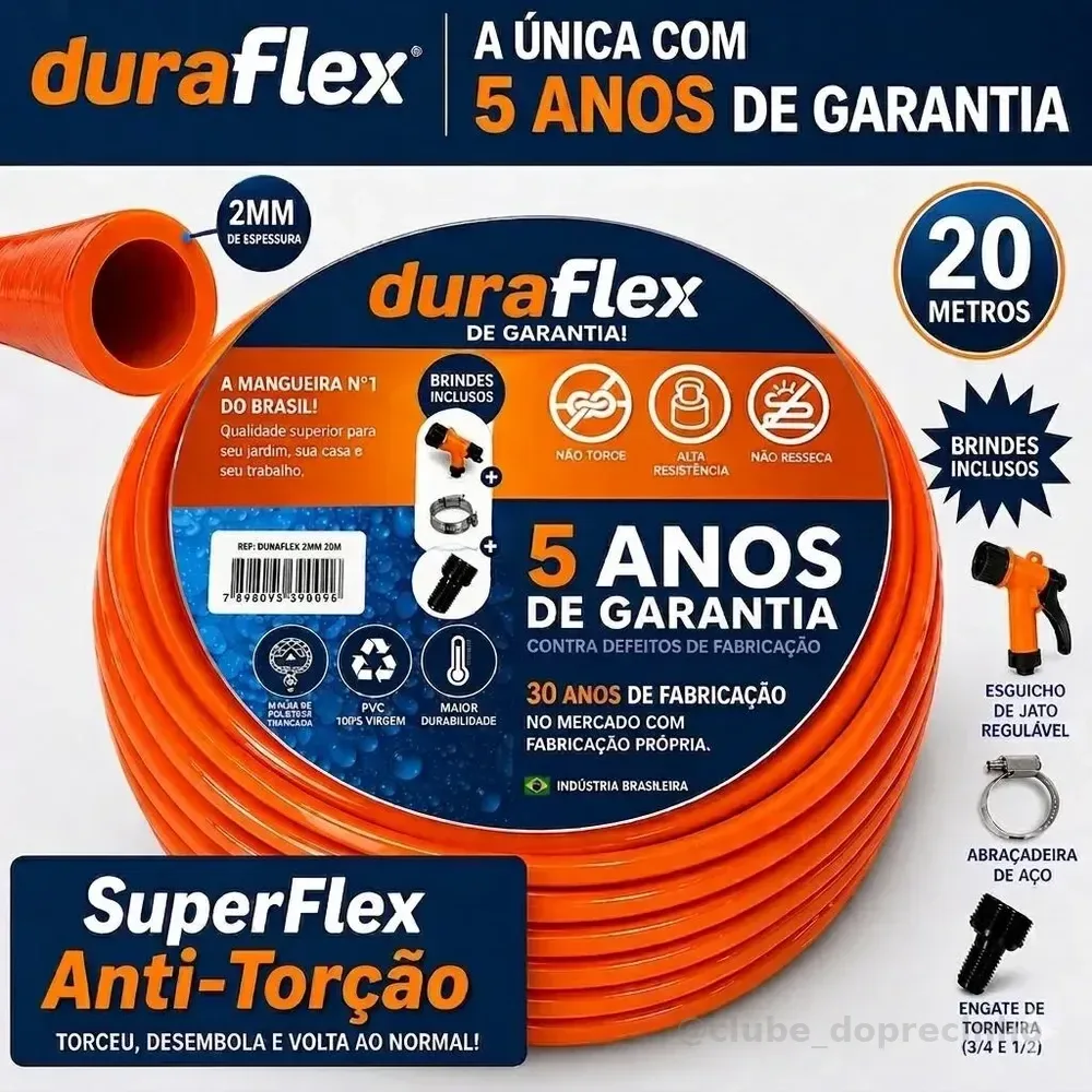 Mangueira 20metros Duraflex Silconada Reforçada Profissional Laranja