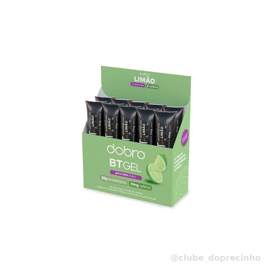 BT Gel, Dobro, Gel de Carboidrato, Com Cafeína, Sabor Beterraba com Limão, 10 sachês de 30g