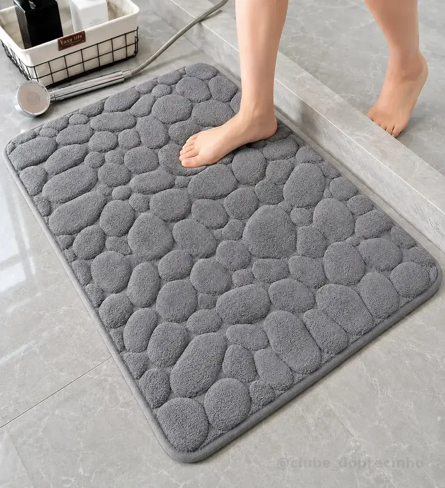 Tapete Banheiro Antiderrapante Macio Absorvente 60x40 Cinza