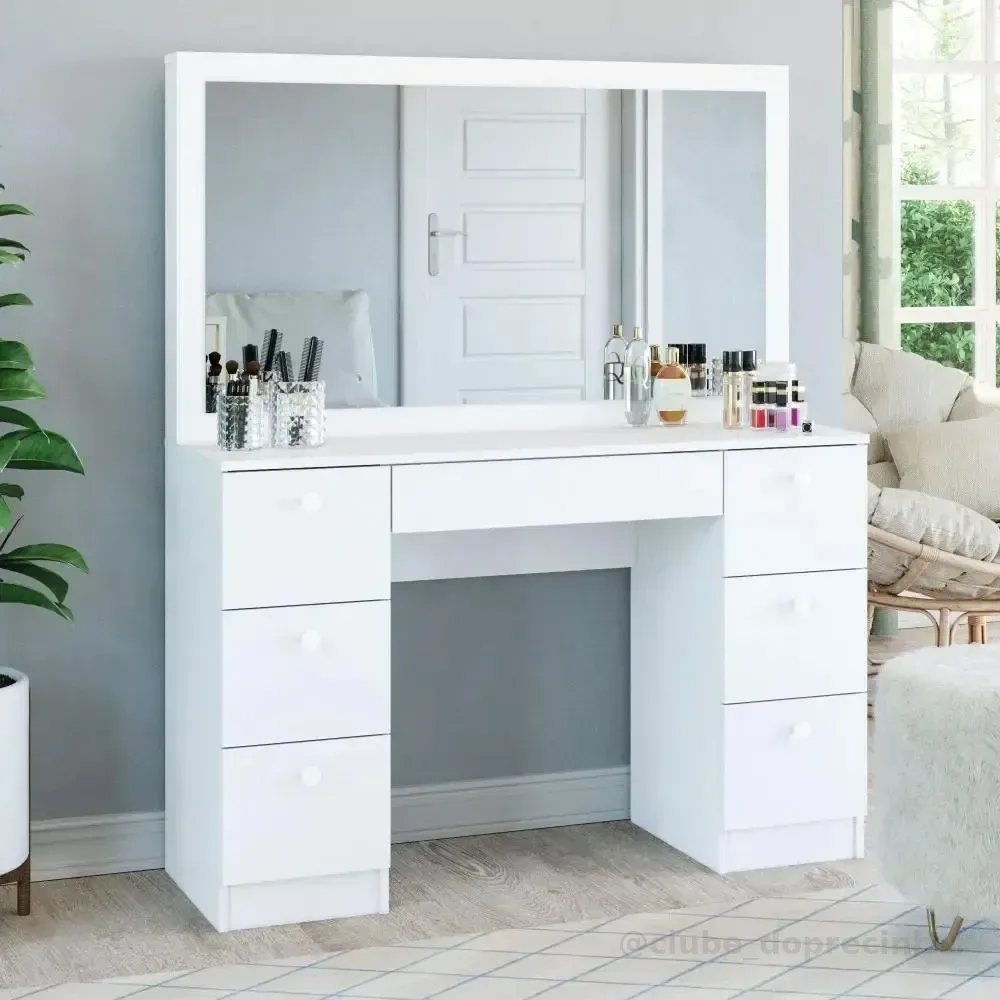 Penteadeira Ditália 7 Gavetas Pe-80 Branco Uv Acetinado