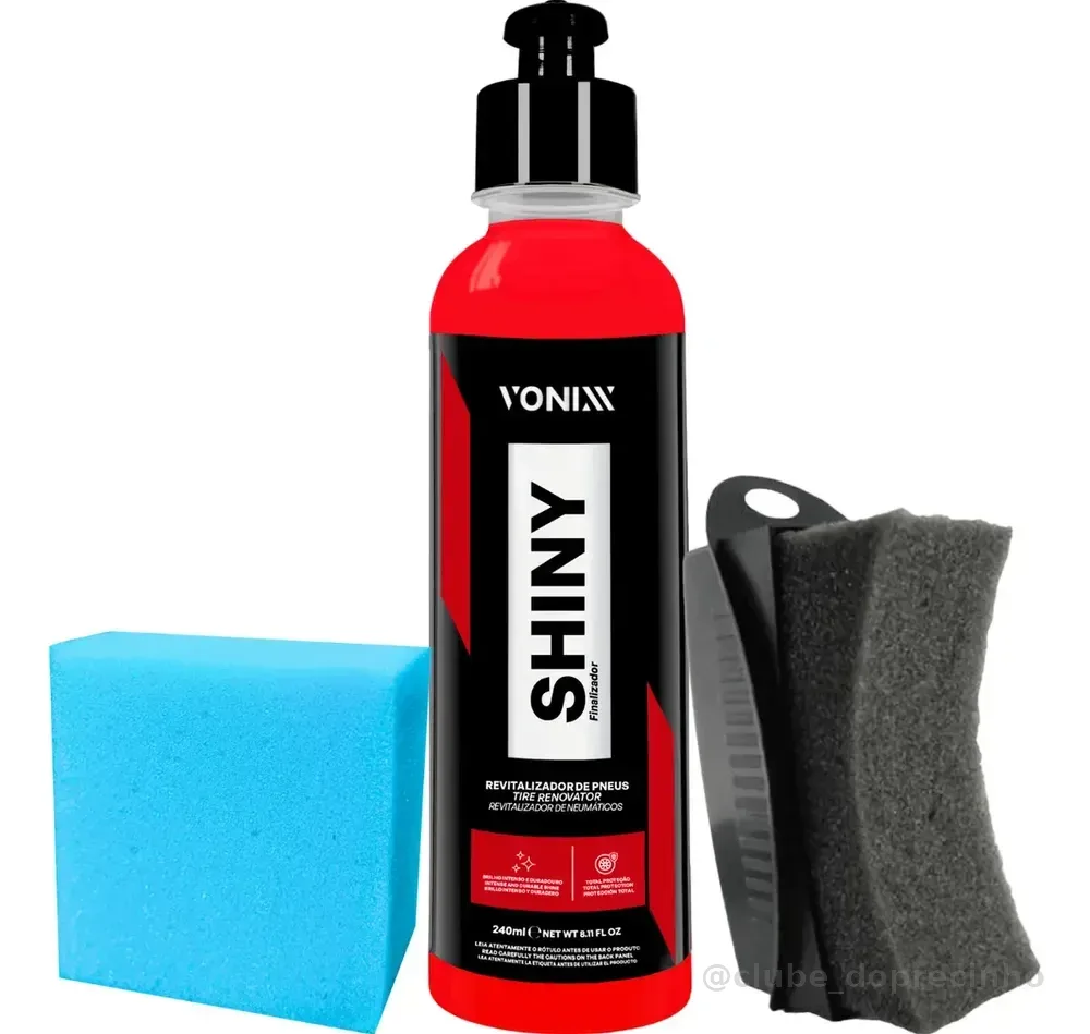 Kit Pneu Borracha Shiny Vonixx 240ml Aplicador Cor Vermelho