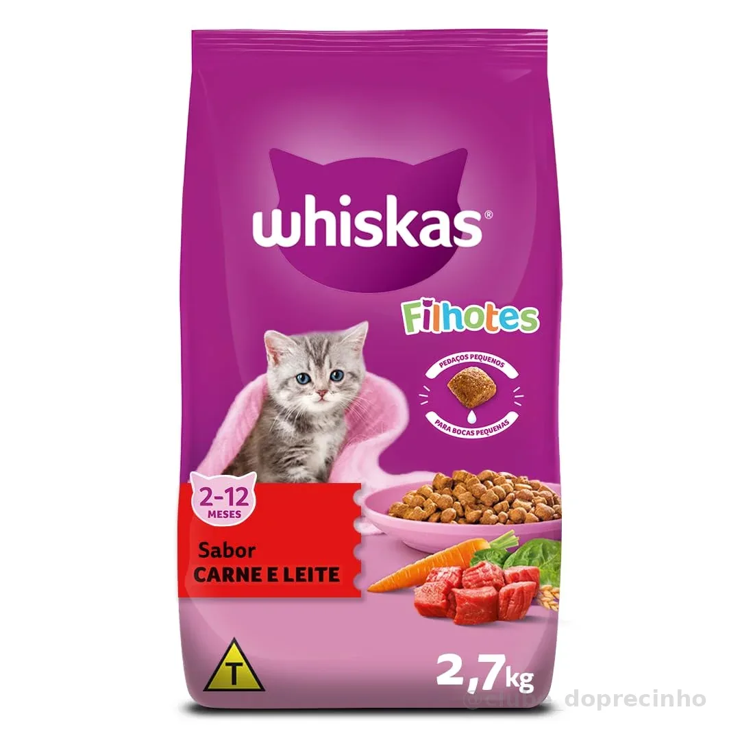 Whiskas, Ração Whiskas Carne E Leite Gatos Filhotes, 2.7 Kg