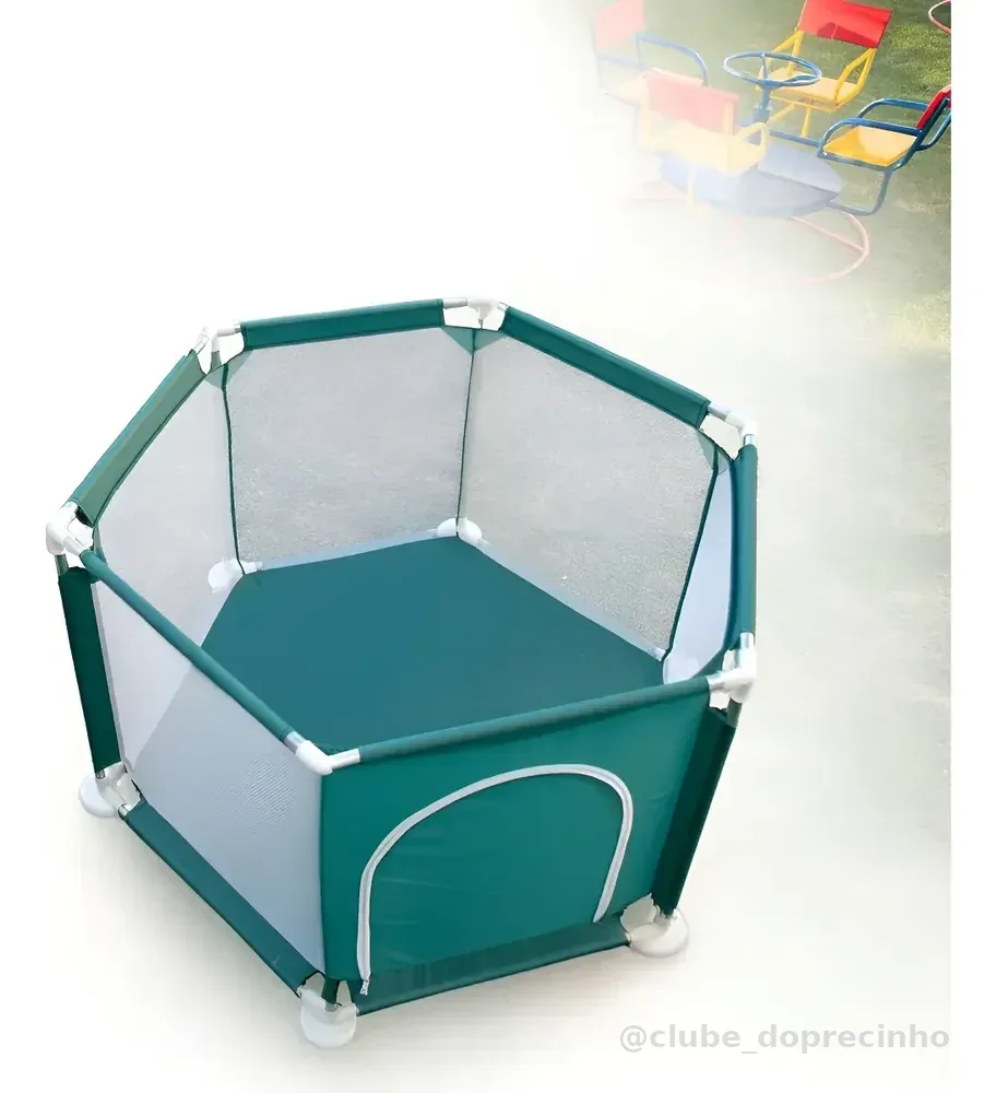 Cercadinho Infantil Hexagonal Desmontável Para Bebês Chiqueirinho Cor Verde Eloria