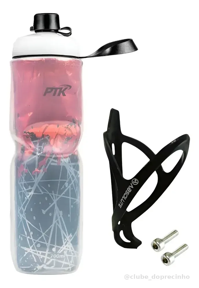 Garrafa Caramanhola Térmica P/ Bicicleta 700ml C/ Suporte Ab Cor Cold Vermelho