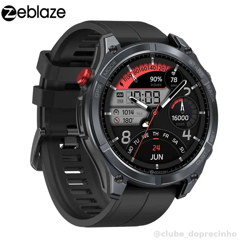 Zeblaze Stratos 4 Smartwatch Relógio Inteligente com GPS tela AMOLED de 1,43 Polegadas e Design à Prova d'água