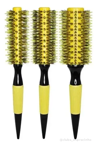 Kit 3 Escovas Profissional Cerdas De Javali