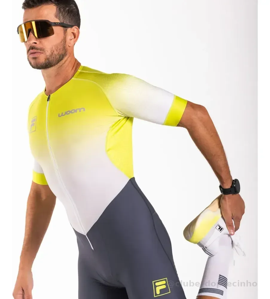 Macaquinho Triathlon C/ Manga Carbon Collab Fila Woom Verde Verde - P, M, G e GG
