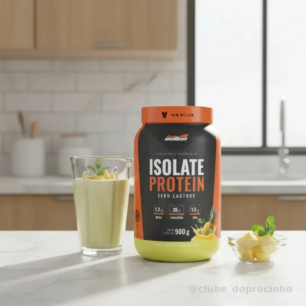 Whey Isolado New Millen Isolate Protein Pó 900g Pote Sabor Abacaxi Com Hortelã