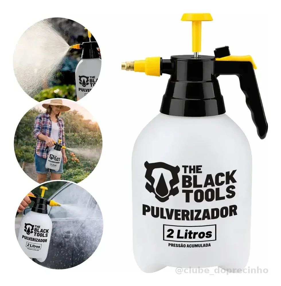 Pulverizador Manual Borrifador Spray Alta Pressão 2 Litros Aplicador Multiuso BPM20A The Black Tools