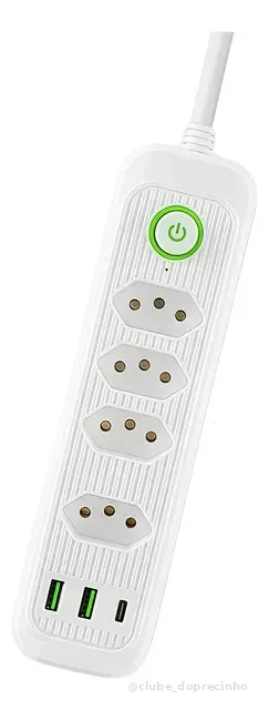 Extensão 5 Tomadas E 2 Usb 1 Pd Led Bivolt Power 110v/220v