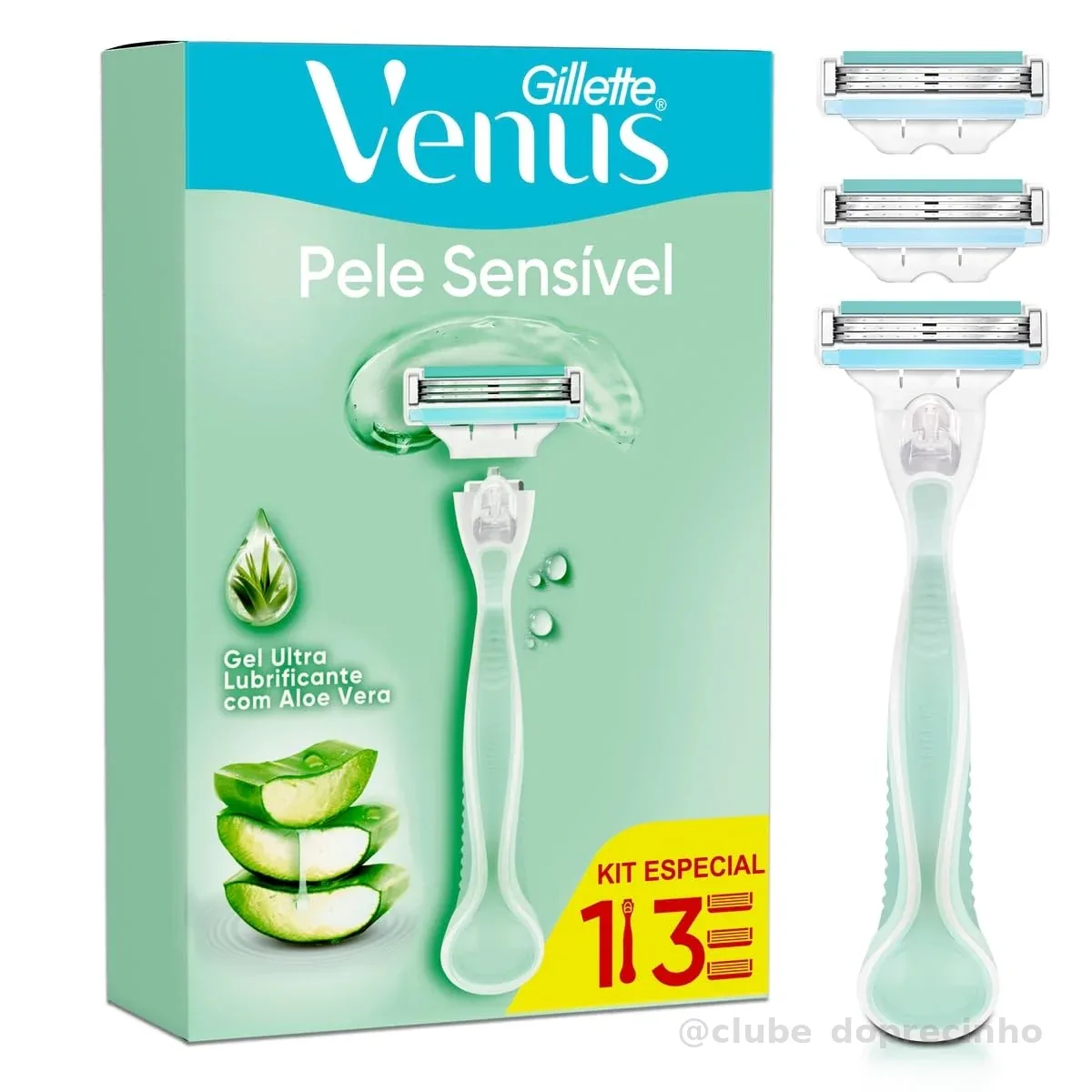 Gillette Venus Pele Sensível Aparelho de Depilar com Aloe Vera + 3 Cargas