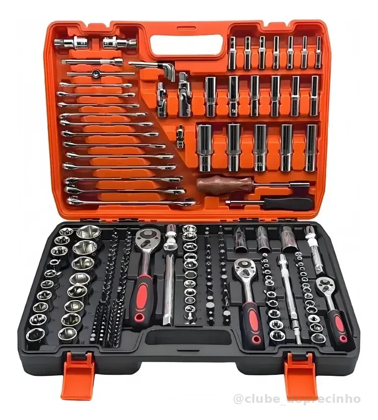 Jogo De Ferramentas 216 Peças Manual Kit Chaves Profissional