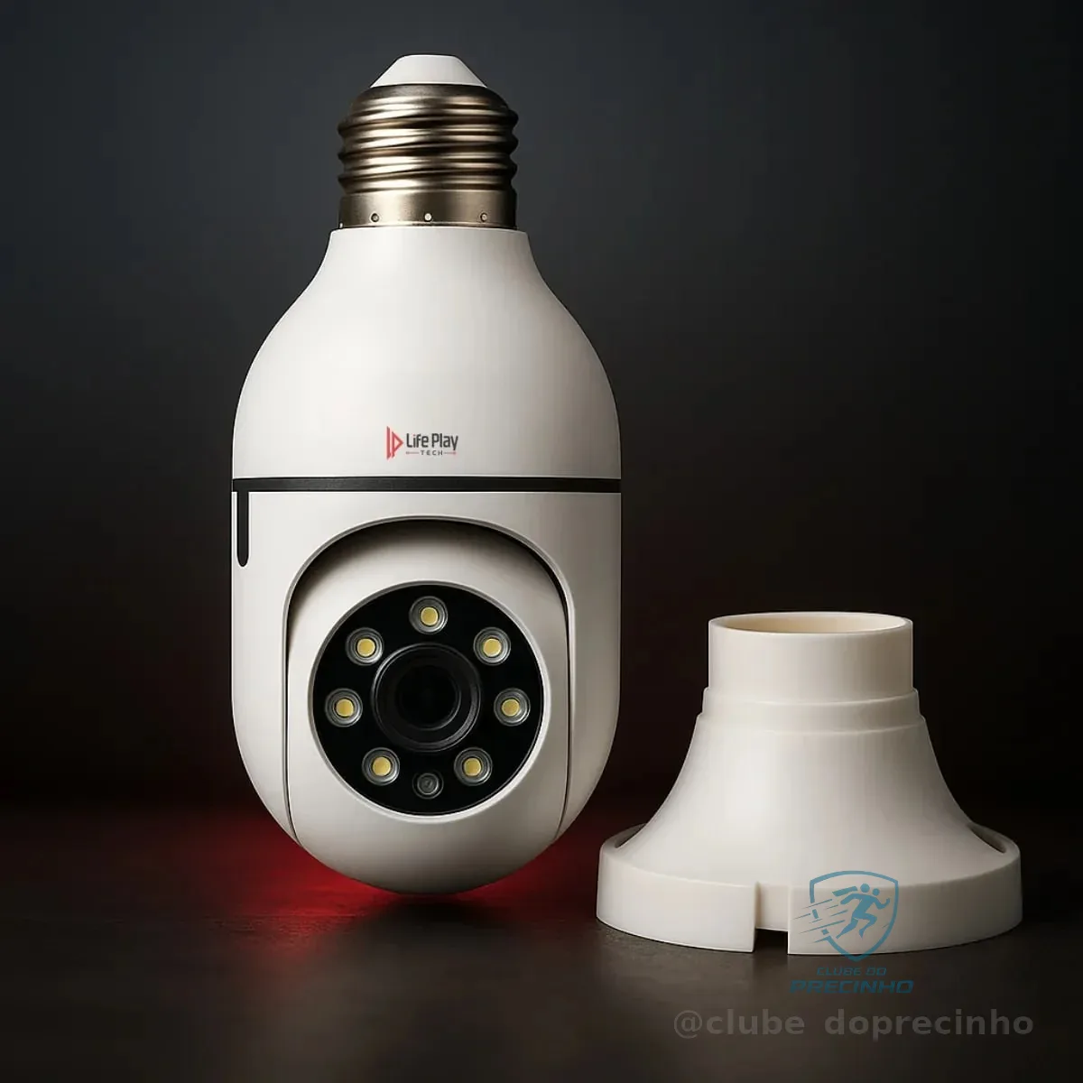 Câmera Segurança Lâmpada Wifi 360° Full Hd 1080p Visão Noturna Infravermelho Áudio Bidirecional Soquete E27 App Yoosee 2.4ghz Rotação 360x90° Monitoramento Residencial Branco