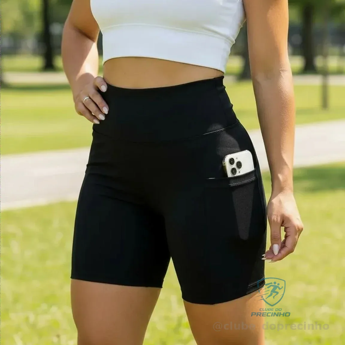 Shorts Academia Feminino Modeladora Com Bolso Proteção Uv50