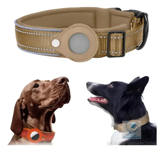 Coleira Cachorro Para Airtag Rastreador Gps Ajustável Cães