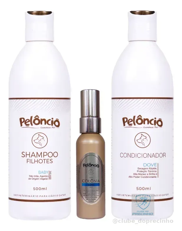 Kit Banho Pet: Shampoo Filhotes Condicionador Colônia Cão Dove