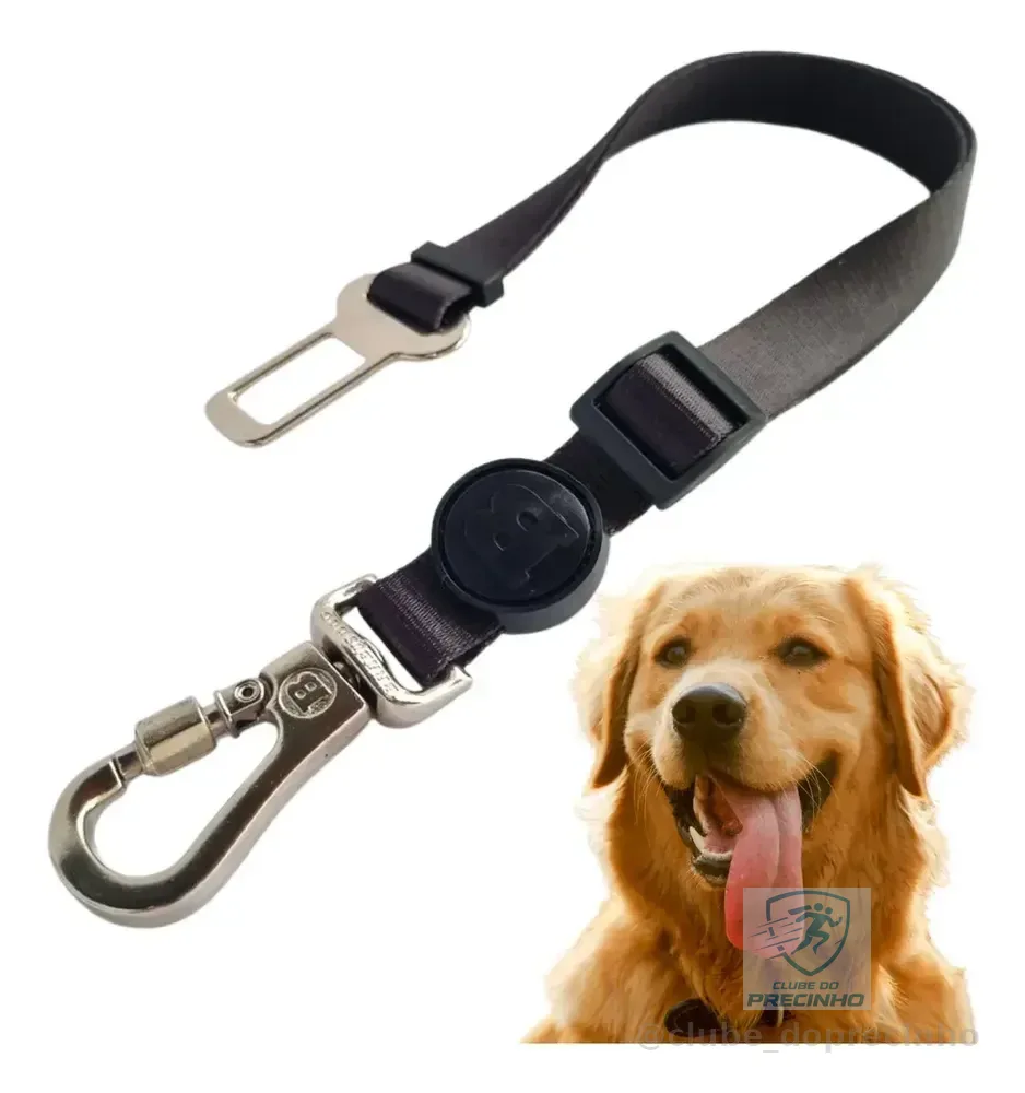 Cinto Segurança Pet Cachorro Ajustável Trava Universal Preto Preto G