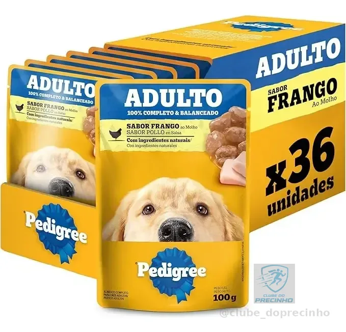 Pack Ração Úmida Pedigree Sachê Frango/ Molho 100g - 36 Und