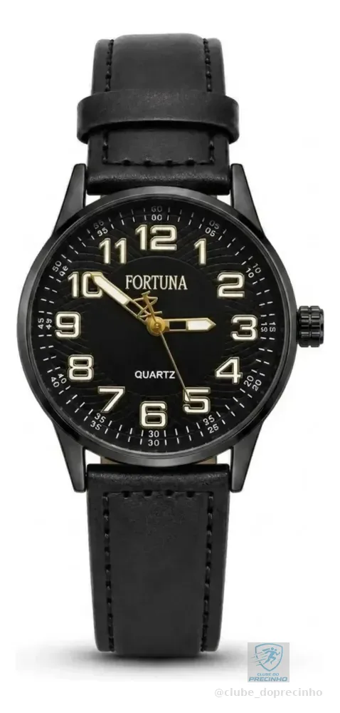 Relógio De Pulso Masculino Fortuna Old Money Minimalista Preto