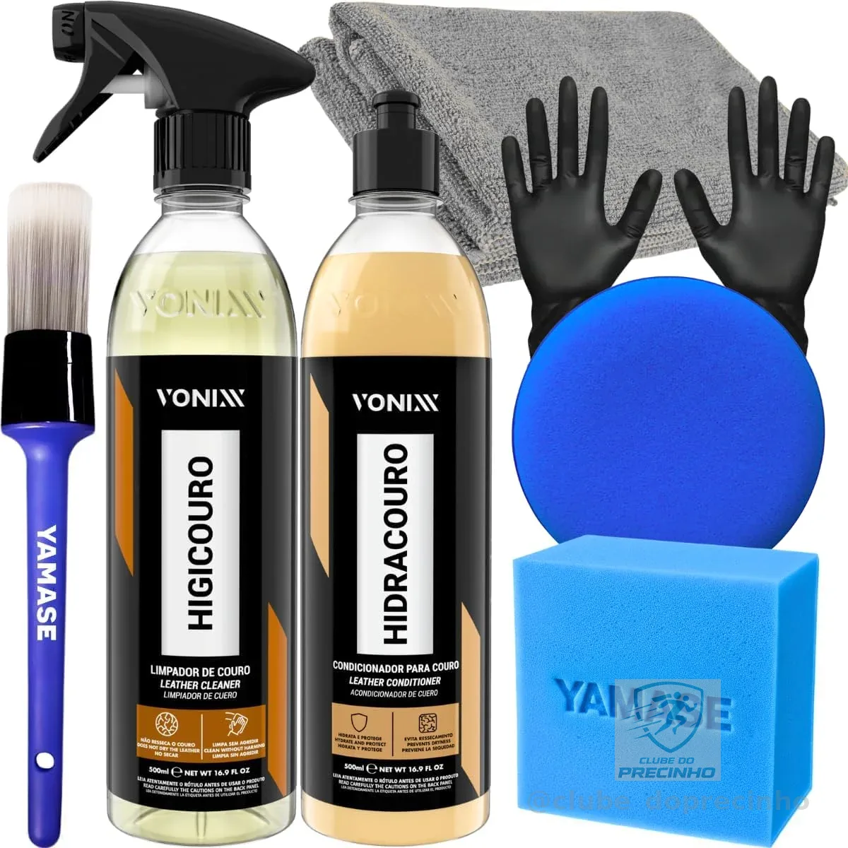 Kit Limpeza Hidratação Couro Vonixx Limpa e Hidrata Bancos Jaquetas Acessórios