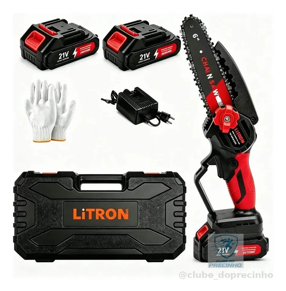 Mini Motosserra Elétrica Portátil 6 Polegadas 21v Duas Baterias Recarregável Serra De Poda Para Jardim E Árvores
