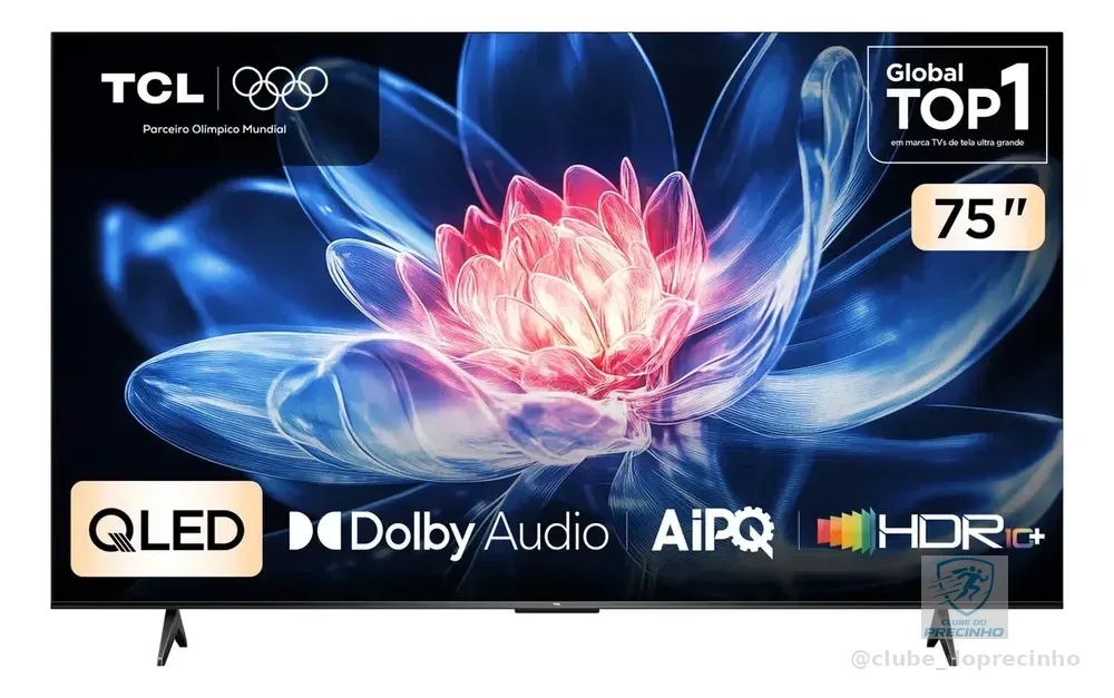 TCL, Smart TV 75" T6C, 4K QLED, Tela HVA, HDR10+ e Google TV