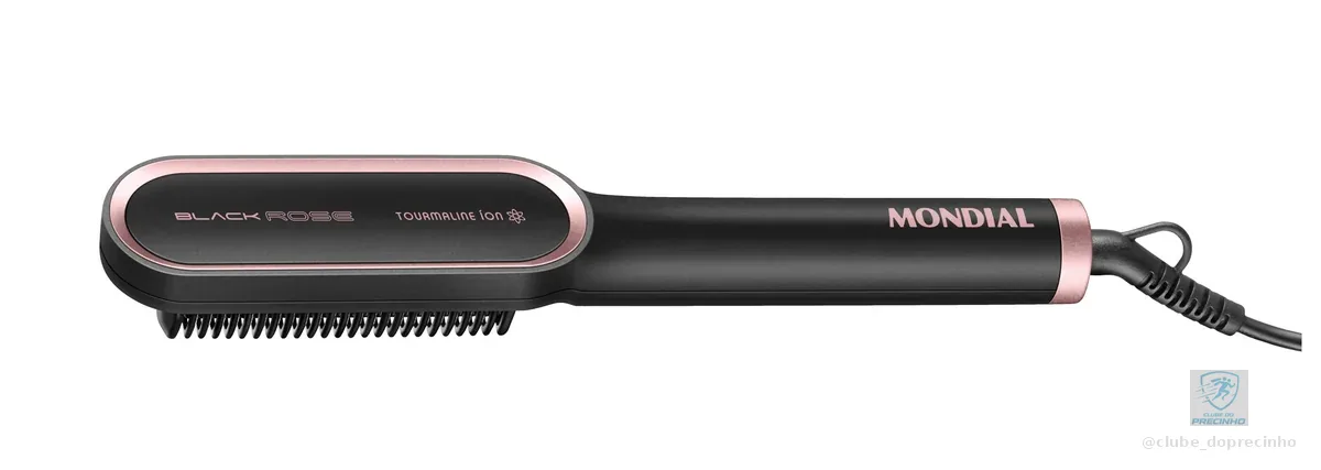 MONDIAL Escova Alisadora Black Rose, Preto/Rose, Bivolt - EA-07