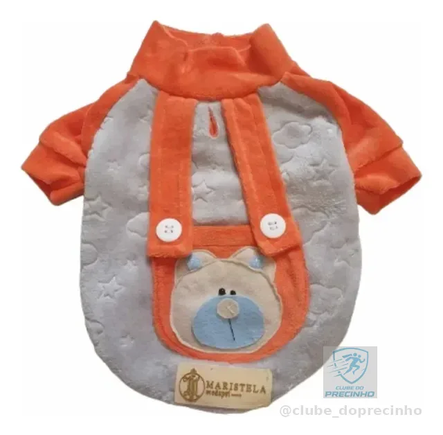 Roupa Pet Blusa De Plush Urso Laranja Para Cão E Gato