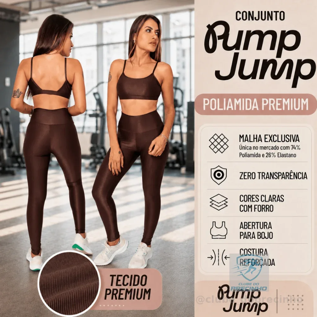 Conjunto Fitness Feminino Top Fita Costas Abertas + Legging Cintura Alta Micro Canelada Poliamida Premium
