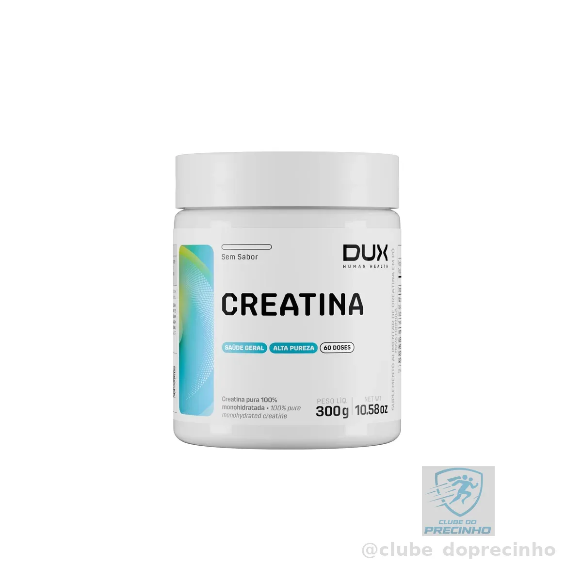 Creatina Monohidratada Sem Sabor - Pote 300g - Suplementação Treino Academia, Ganho Muscular Hipertrofia, Força Energia Resistência, Suplementos Naturais - DUX HUMAN HEALTH
