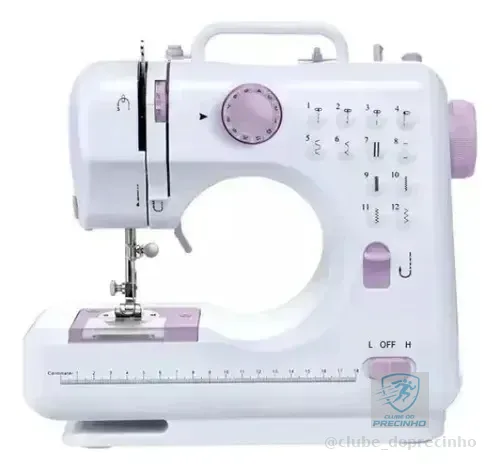Máquina De Costura Elétrica Multifuncional Portátil 12 Modos Branco 127/220v