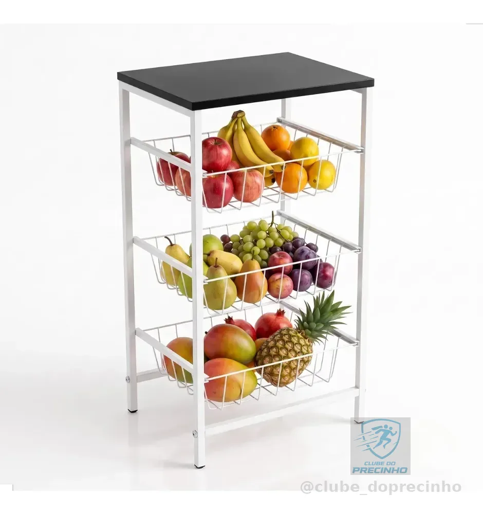 Fruteira De Chão Em Aço Cozinha Mesa Bebedouro Microondas Branco/preto