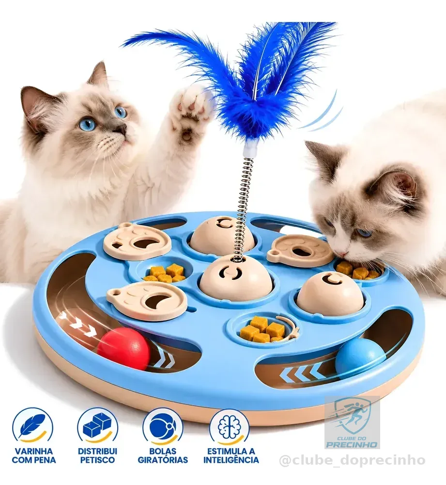 Brinquedo Interativo Para Gatos Dispensador De Petiscos Azul-celeste