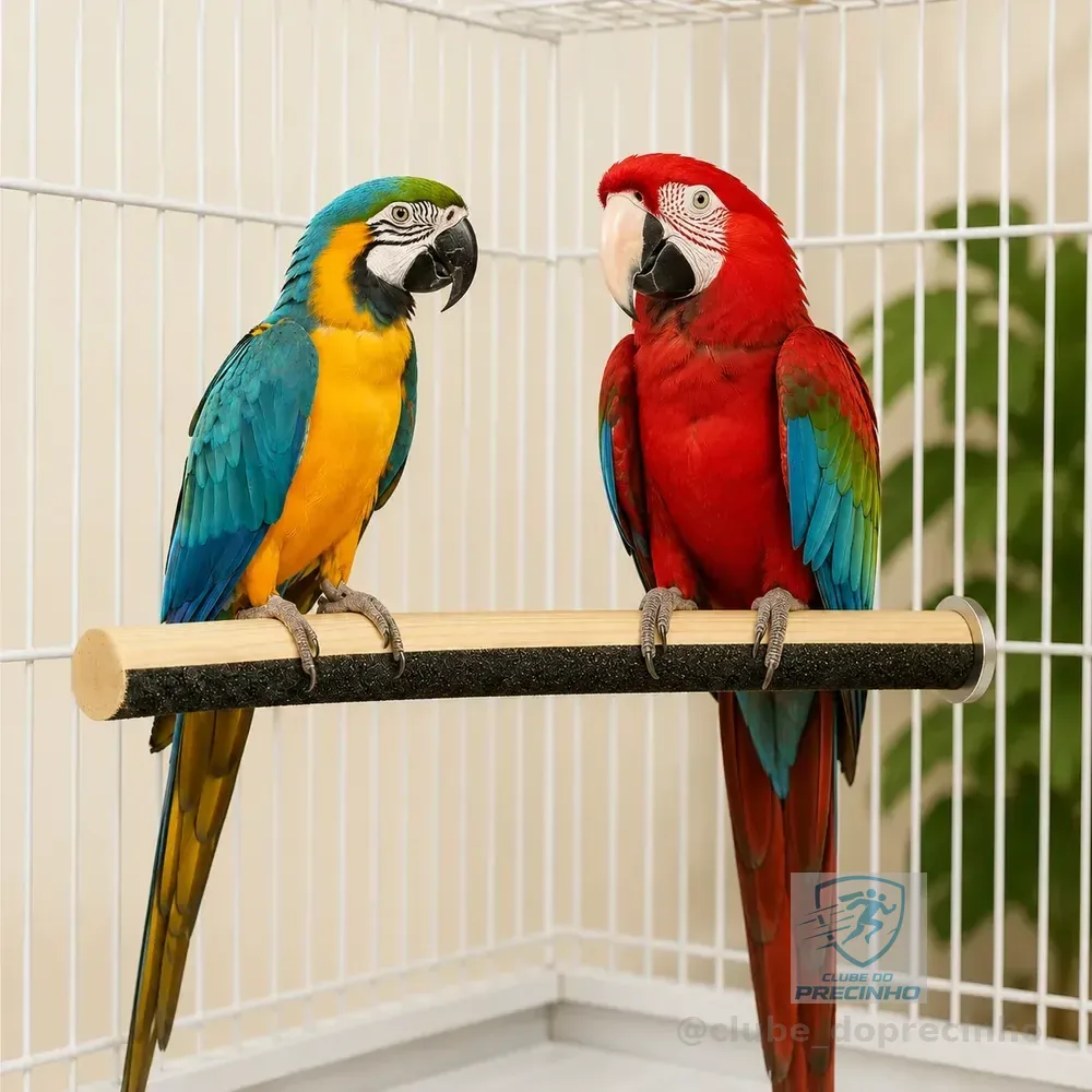 Kit 3 Poleiros Lixa Tam G Papagaio Arara Ring Neck Cacatua Madeira