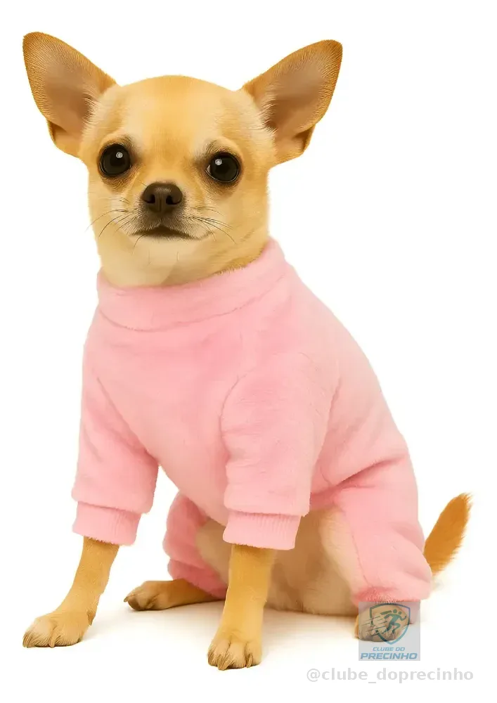 Pijama Pet Rosa Para O Frio De Pelúcia Cães E Gatos Tam 4