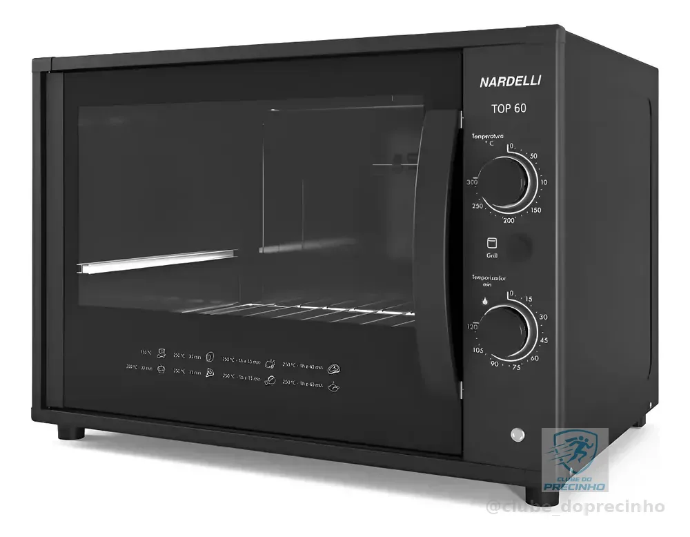 Forno Elétrico De Bancada 110v Nardelli Top60 60litros Black 127v Preto
