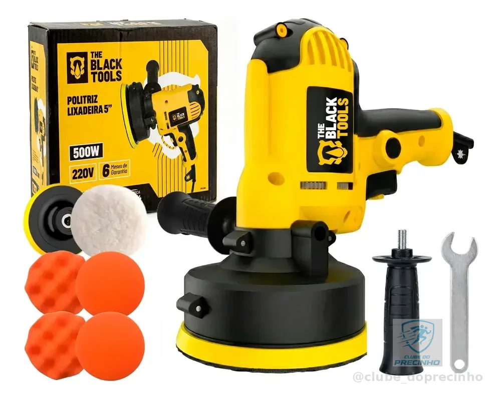 Politriz Lixadeira Multifunções Automotiva 110v 500w 125mm Ferramenta Elétrica De Mão Acessórios Bpl500 The Black Tools