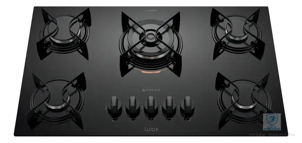 Cooktop 5 Bocas Preto Mesa De Vidro Atlas U Top