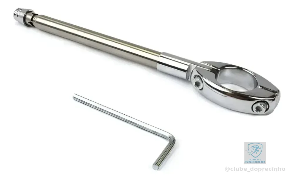 Antena Corta Pipa Guidão Moto Retrátil 7 Estágios Inox 60cm Prateado