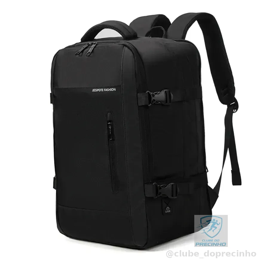 Mochila masculina, impermeável, reforçada, com capacidade ampliada de 30-42L, adequada para portátil, viagens diárias, cor preta