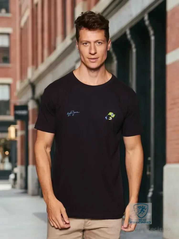 Camiseta Assinatura Carro Senna Reserva Preto Senna M Estampa Localizada