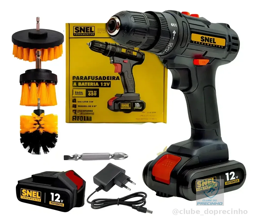 Parafusadeira E Furadeira Sem Fio Bateria 3/8 Com Kit Escova Rotativa Furadeira Parafusadeira Limpeza Pesada 3 Peças Snel Ferramentas