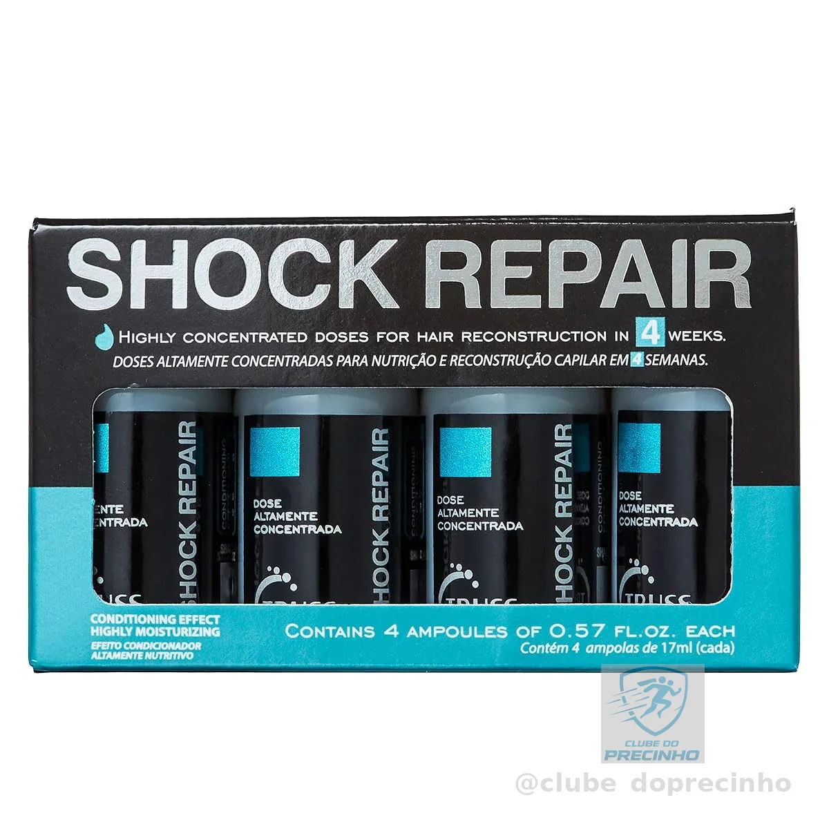 Truss Tratamento Shock Repair | Ampola Capilar Reconstrutora e Hidratante | 4x17ml
