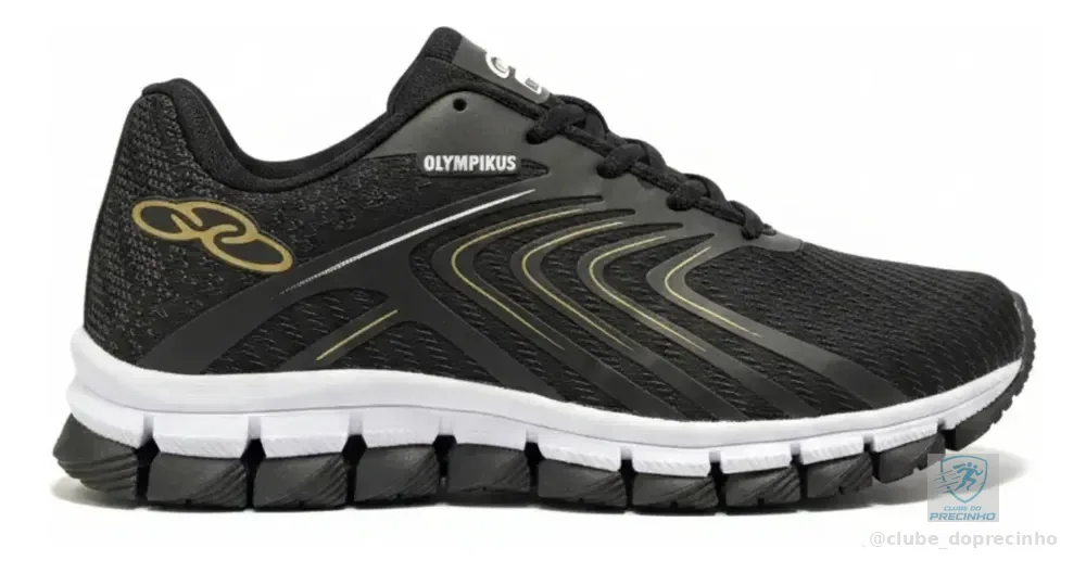Tênis Olimp Masculino Esportivo Academia Caminhada Promoção Preto/dourado 40 Br