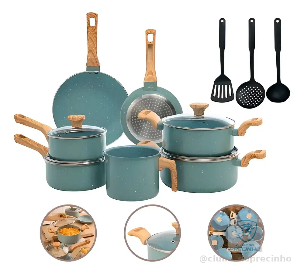 Jogo De Panelas Com 10 Peças Mimo Style Pratic Cook Verde