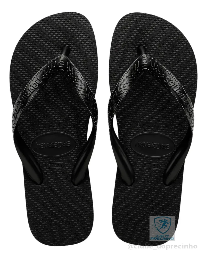 Chinelo Masculino Feminino Havaianas Top Original Cores Dedo Preto 45/46